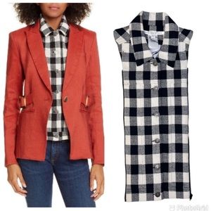 $250 Veronica Beard Slate Dickey Jacket Blazer Insert white black check 00-14